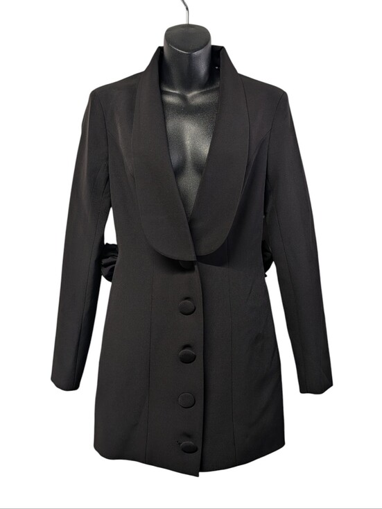 Nova Luxe Jackets & Blazers - Nova Luxe Claire Backless Blazer Dress Black S Rosette 3D Floral Open Back NWT